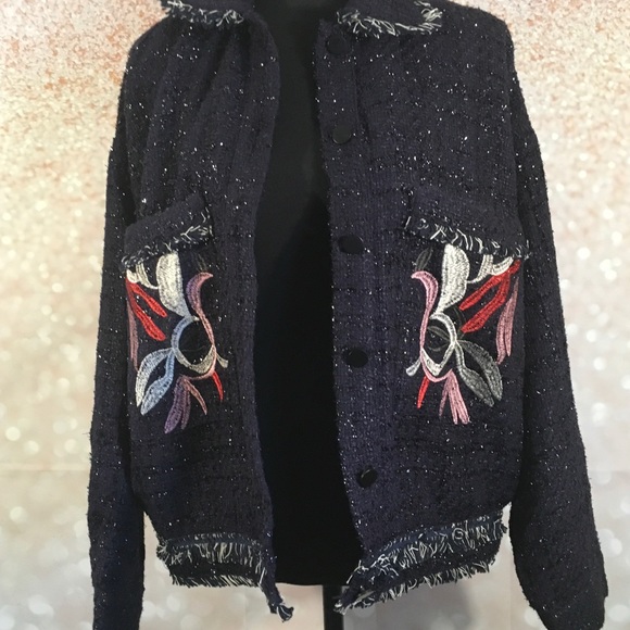Foxiedox Navy Blue Embroidered Jacket - Picture 10 of 11